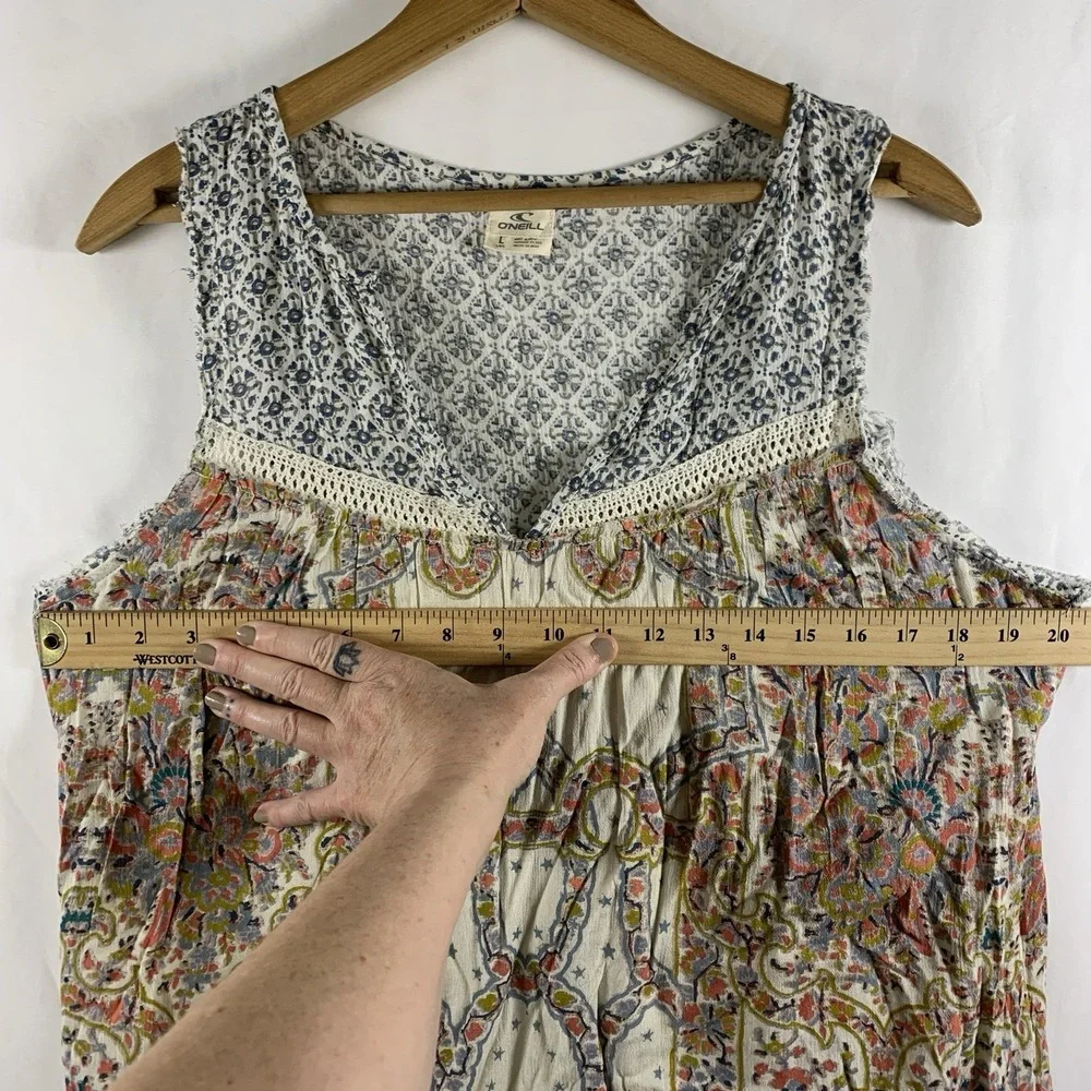 Womens Lightweight Swing Mini Dress Sz L Boho Beachy Indie Festival Raw Edge